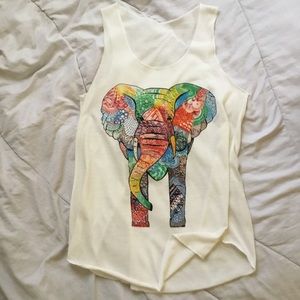 Elephant Multicolored White Sleeveless Top from Thailand